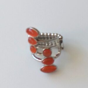 Silver ring with orange moonstone